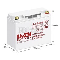 Bater�a 12 Voltios 18 Amperios LVHR12-456W | Liven Battery